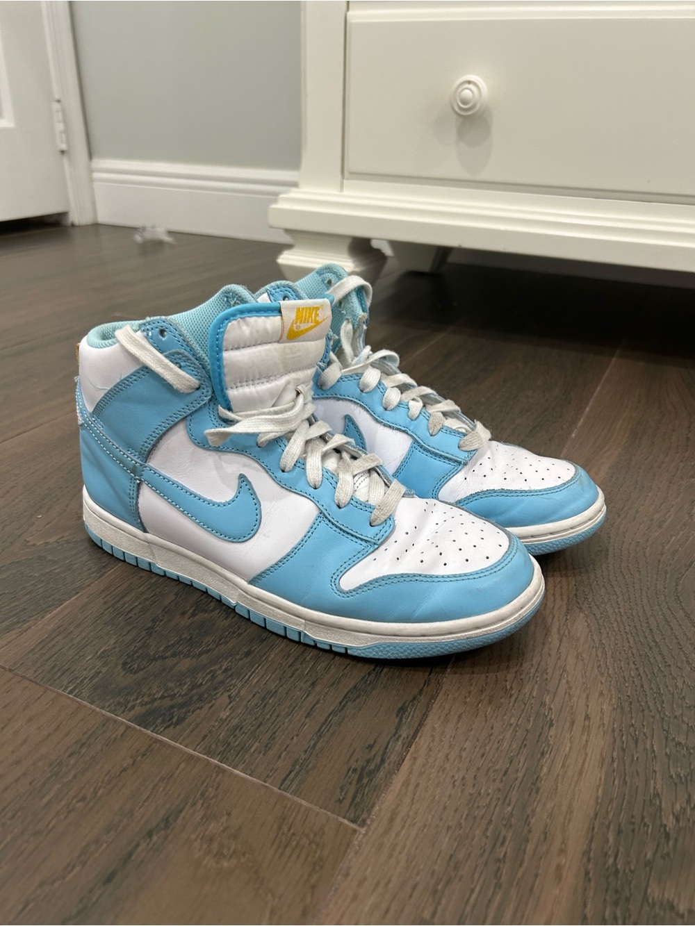 Nike Light Blue & White Kids High-Top Sneakers
